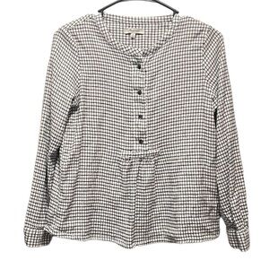 Madewell Market Popover Women’s Black and White Shirt Malone Plaid Size Small